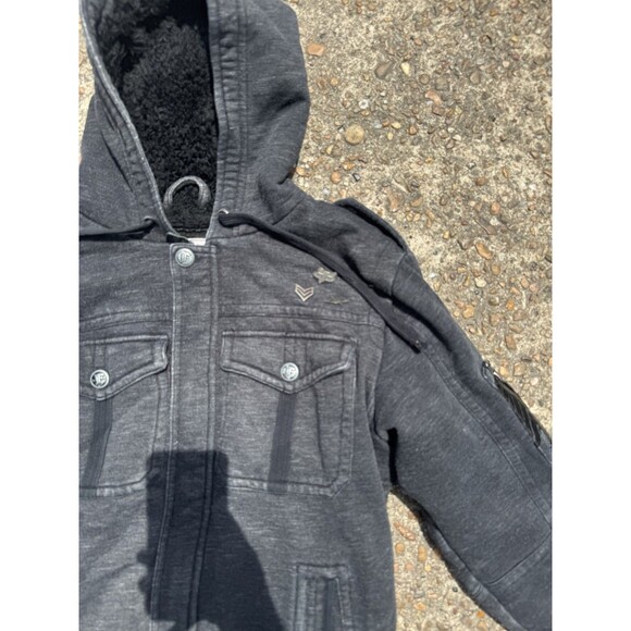 Fox Racing Hoodie Jacket Men M Gray Full Zip Sherpa Lined Y2K Vintage Sasquatch - Picture 3 of 6